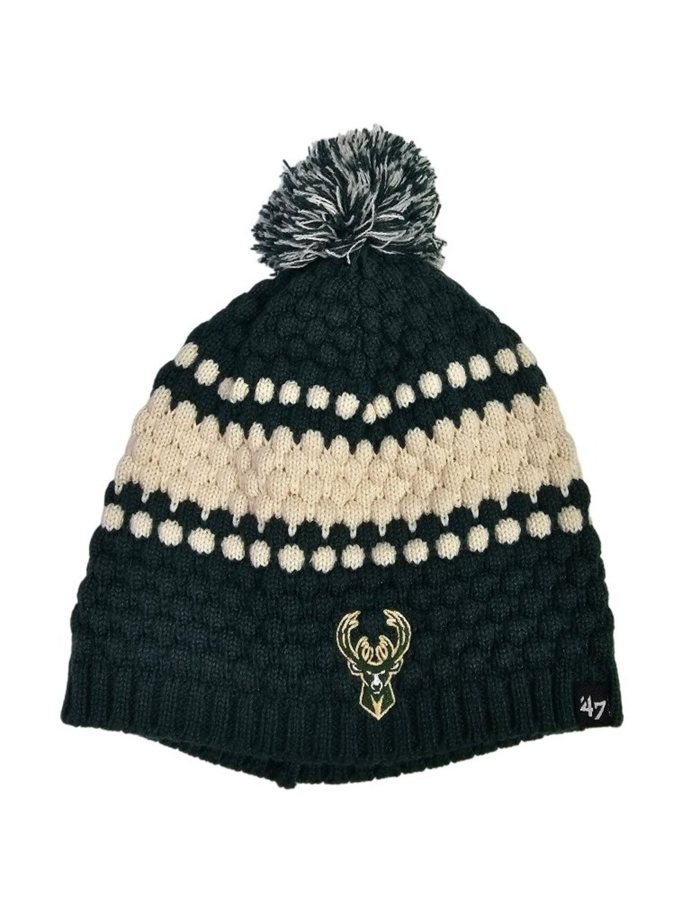 Milwaukee Bucks NBA '47 Brand Knit Pom Beanie Winter Hat Green Acrylic OSFA